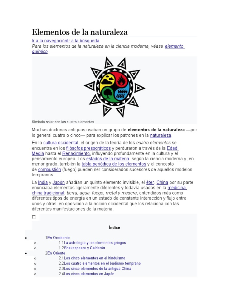 Elementos de La Naturaleza | PDF | Ciencias fisicas | Naturaleza