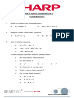 Worksheet 8: Algebraic Expressions (Term 2) Grade 8 Mathematics