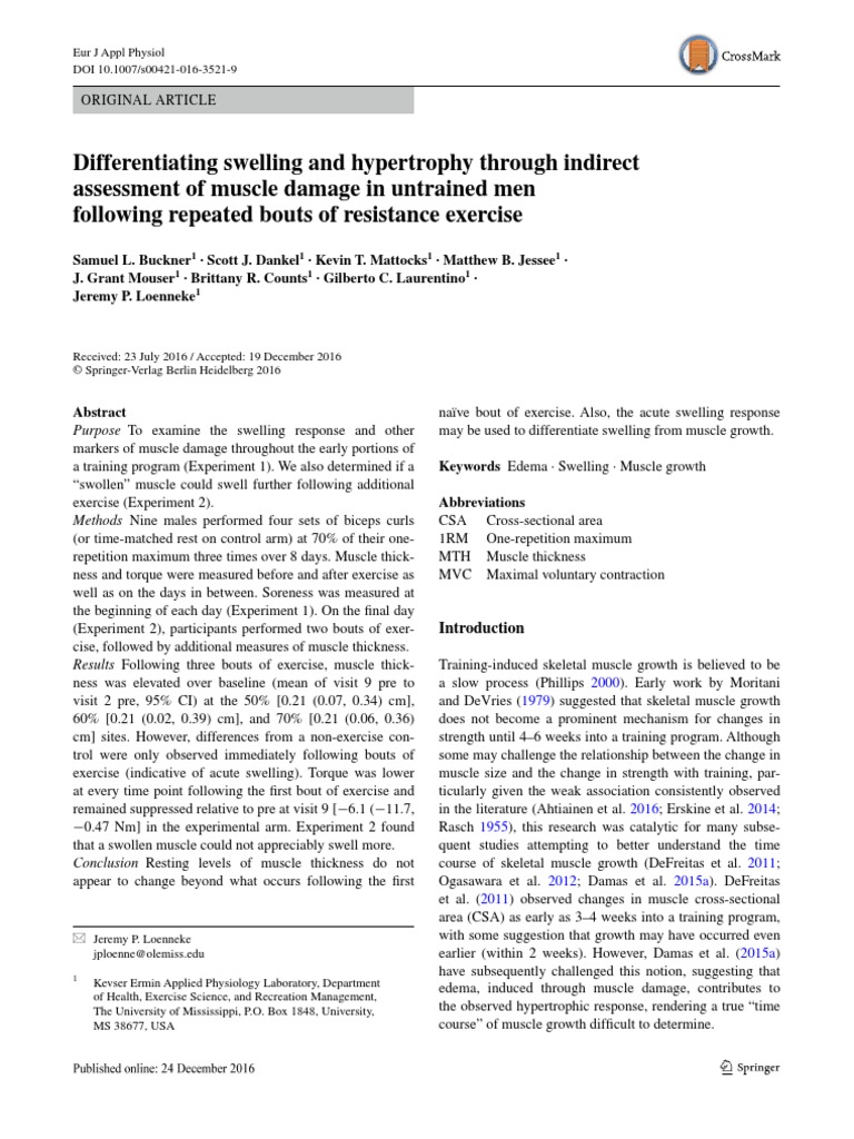 Differentiating Swelling and Hypertrophy Through Indirect Assessment of