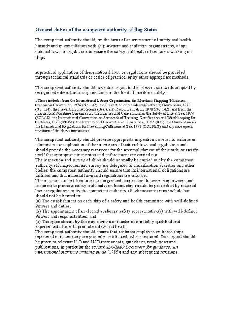 General Duties of The Competent Authority of Flag States PDF