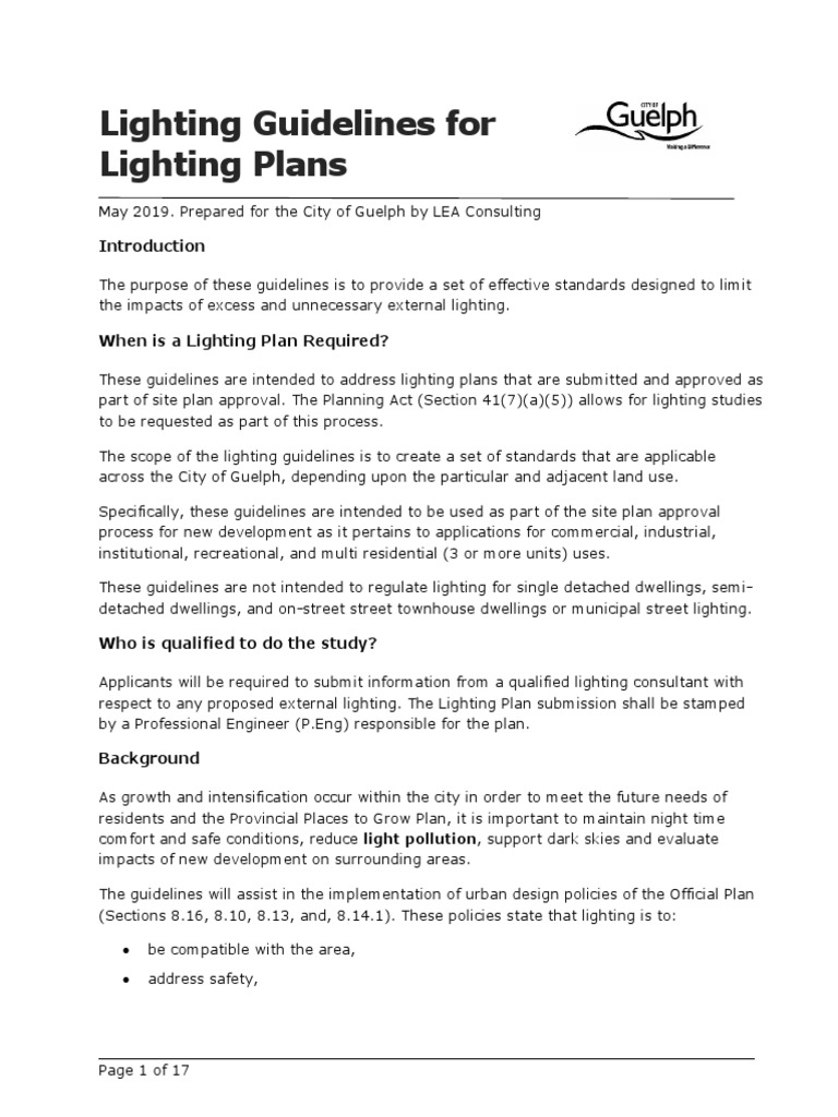Guelph Outdoor Lighting Guidelines PDF PDF Lighting Electrodynamics