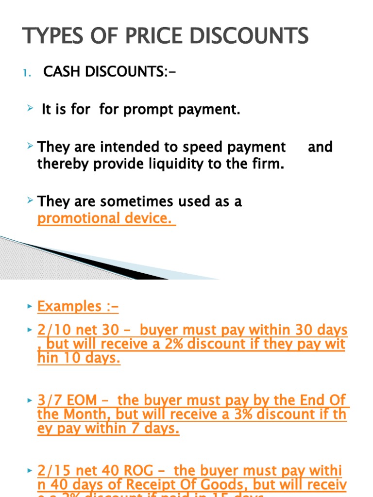 Types of Price Discounts PDF Discounts And Allowances Business