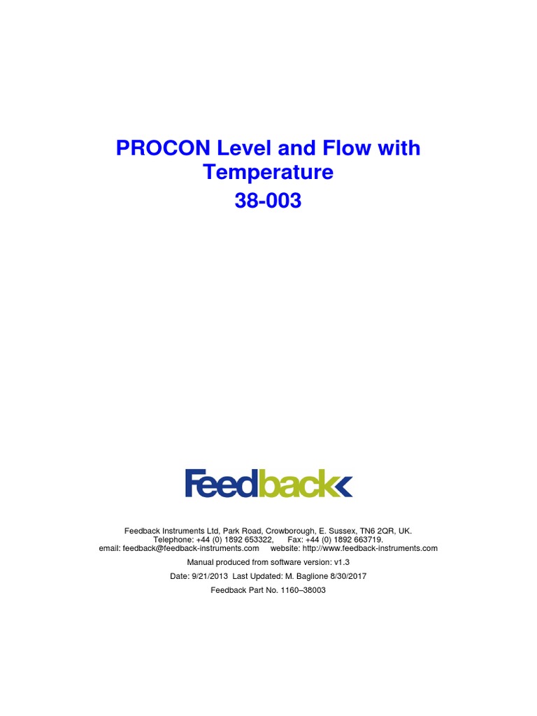 Procon Level and Flow Control Manual | PDF | Control Theory | Control ...