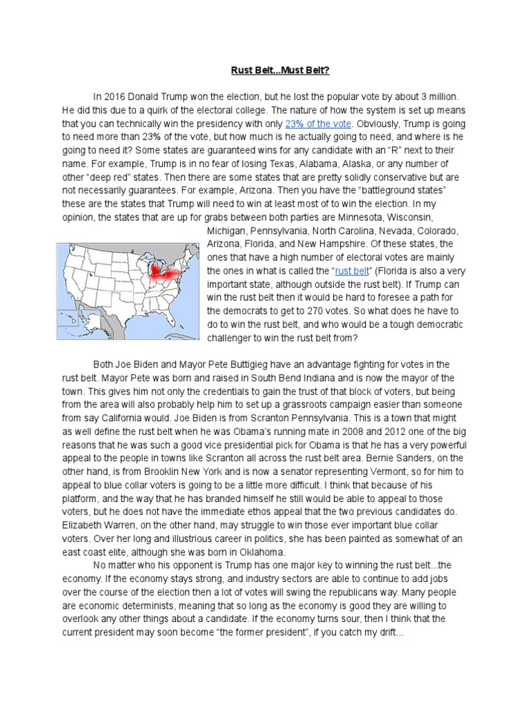 Winning the Rust Belt Votes | PDF | Presidencies | Federal Elections Of ...