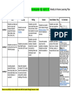 Kindergarten Ble April 6 - 10 At-Home Learning Plan