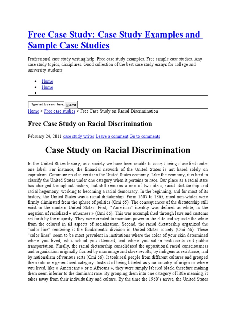 Racial Discrimination Case Study | PDF | Race (Human Categorization ...