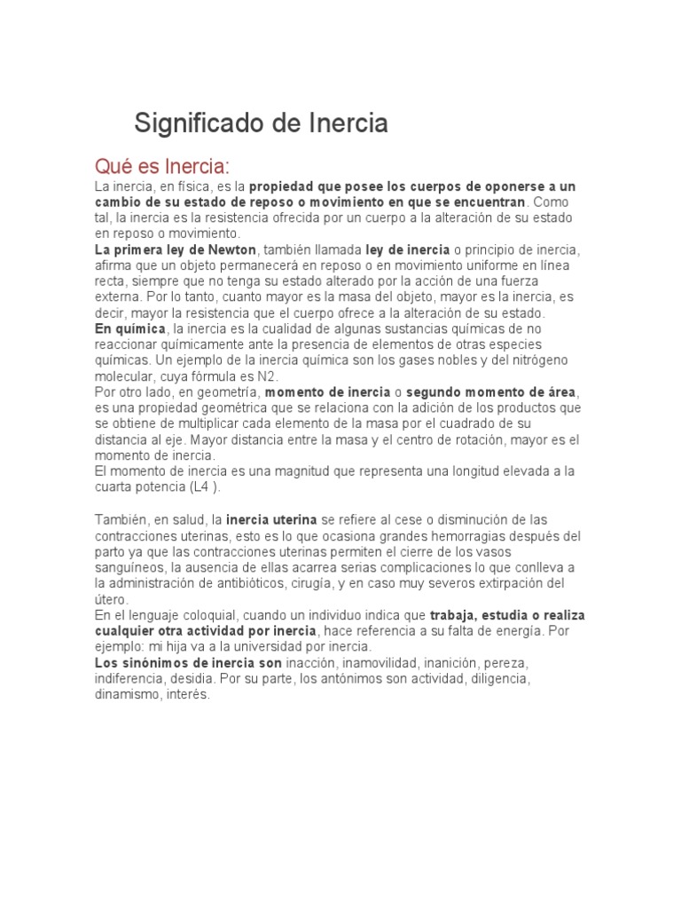 Significado de Inercia | PDF