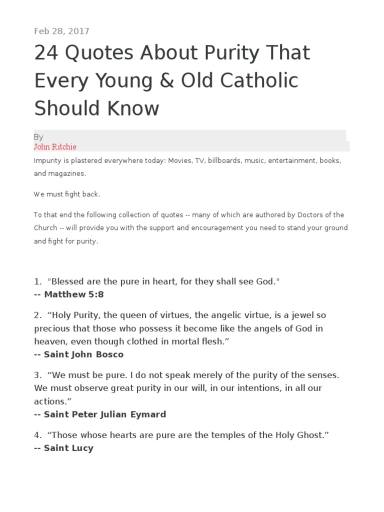 24 Essential Quotes on Purity | PDF | Augustine Of Hippo | Virtue, image size:768x1024
