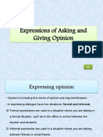 Expressions of Asking and Giving Opinion Expressions of Asking and Giving Opinion