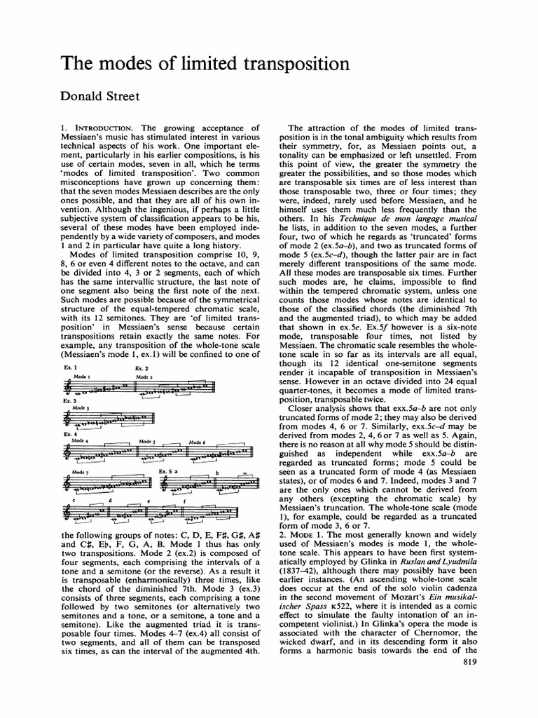 Street - The Modes of Limited Transposition | PDF | Scale (Music ...
