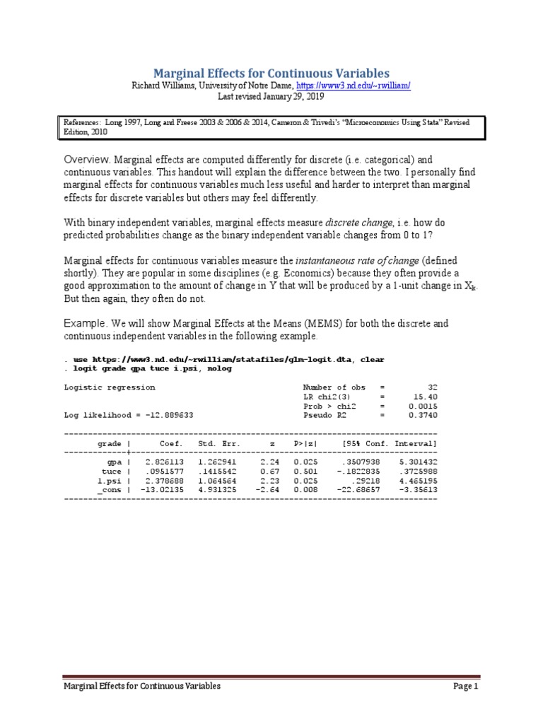 Understanding Marginal Effects in Regression | PDF | Slope | Logistic ...
