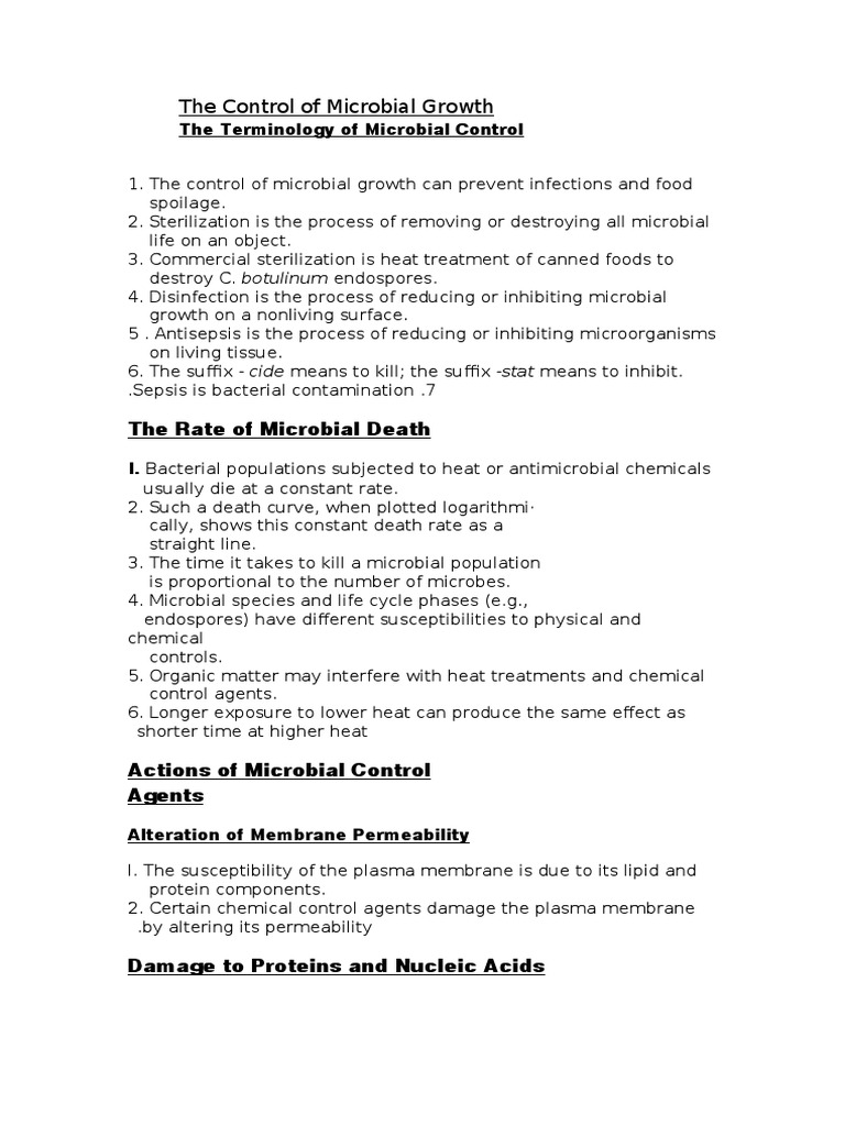 Microbial Growth Control Methods Explained | PDF | Disinfectant ...