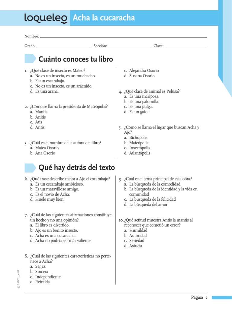Lql Qec Ficha 02 Acha La Cucaracha