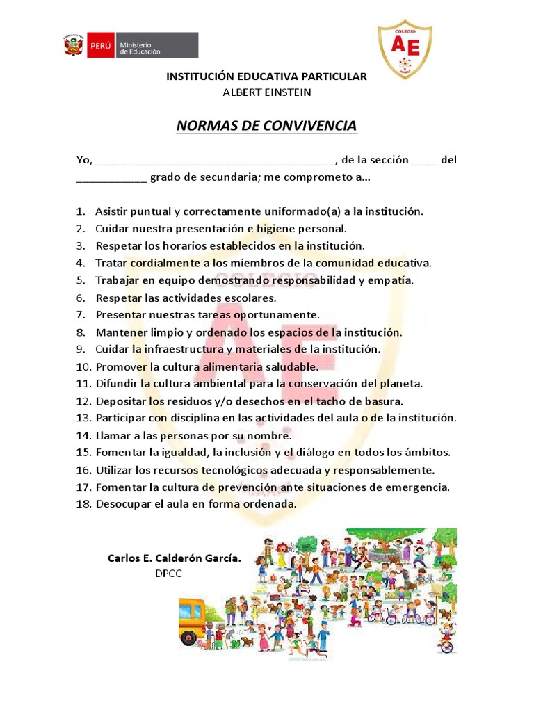 Normas de Convivencia Escolar 2025 | PDF | Salud y bienestar