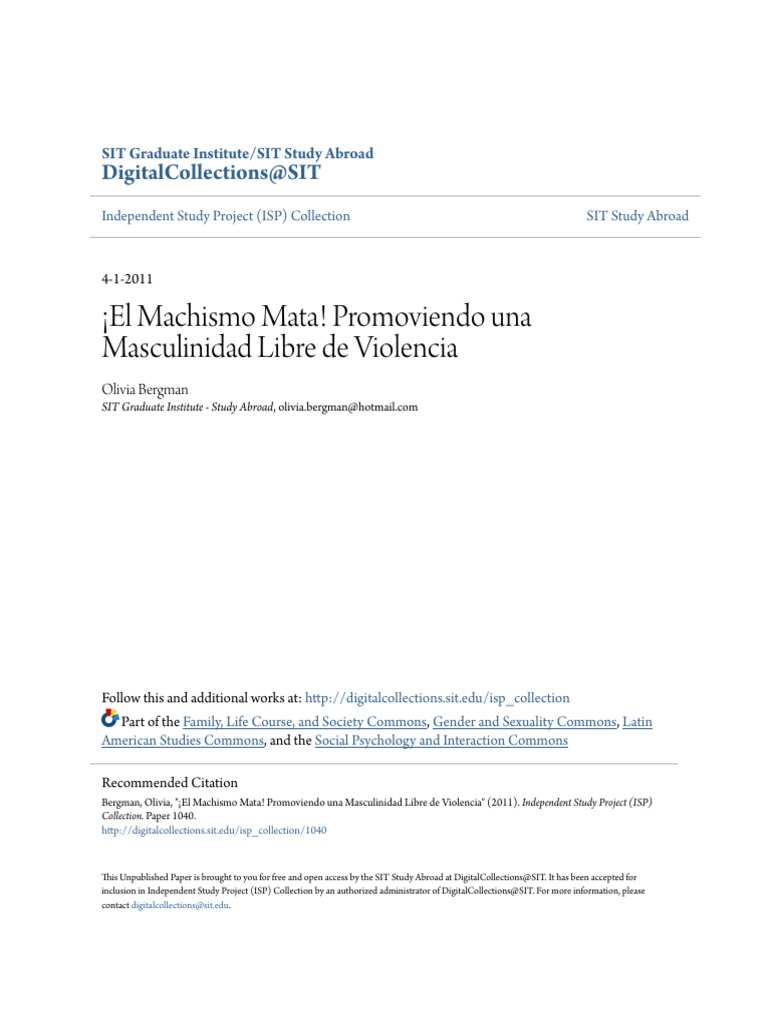 Machismo: Impacto y Masculinidad Sin Violencia | PDF | La violencia ...