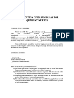 Certification of Kasambahay For Quarantine Pass