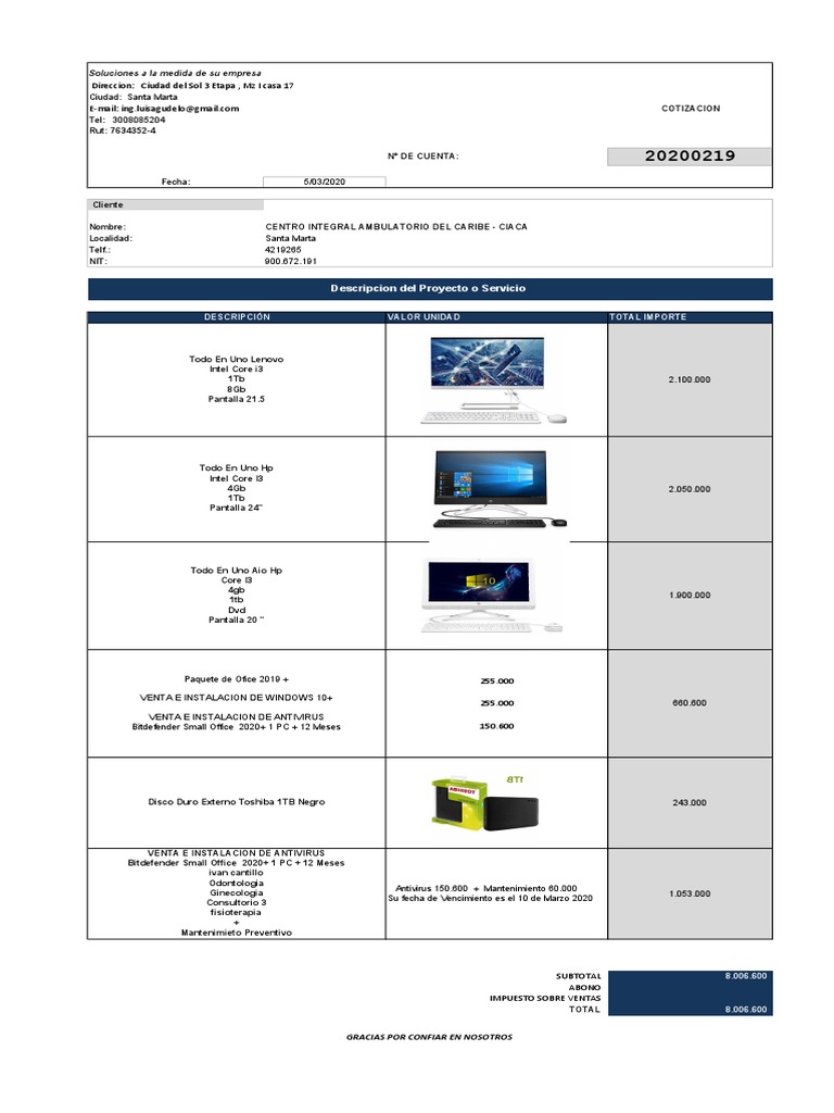 Cotizacion PC PDF | PDF | Hardware de la computadora | Informática