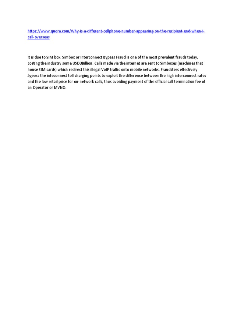 Understanding SIM Box Fraud | PDF