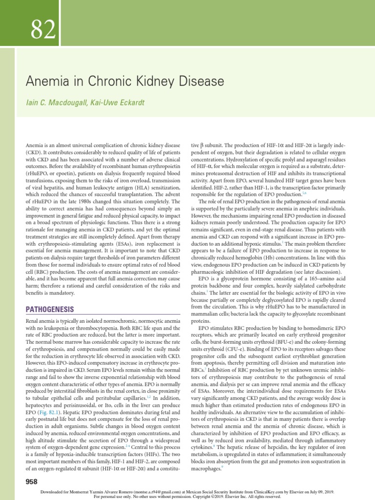 Anemia in Chronic Kidney Disease Iain C. Macdougall, KaiUwe Eckardt