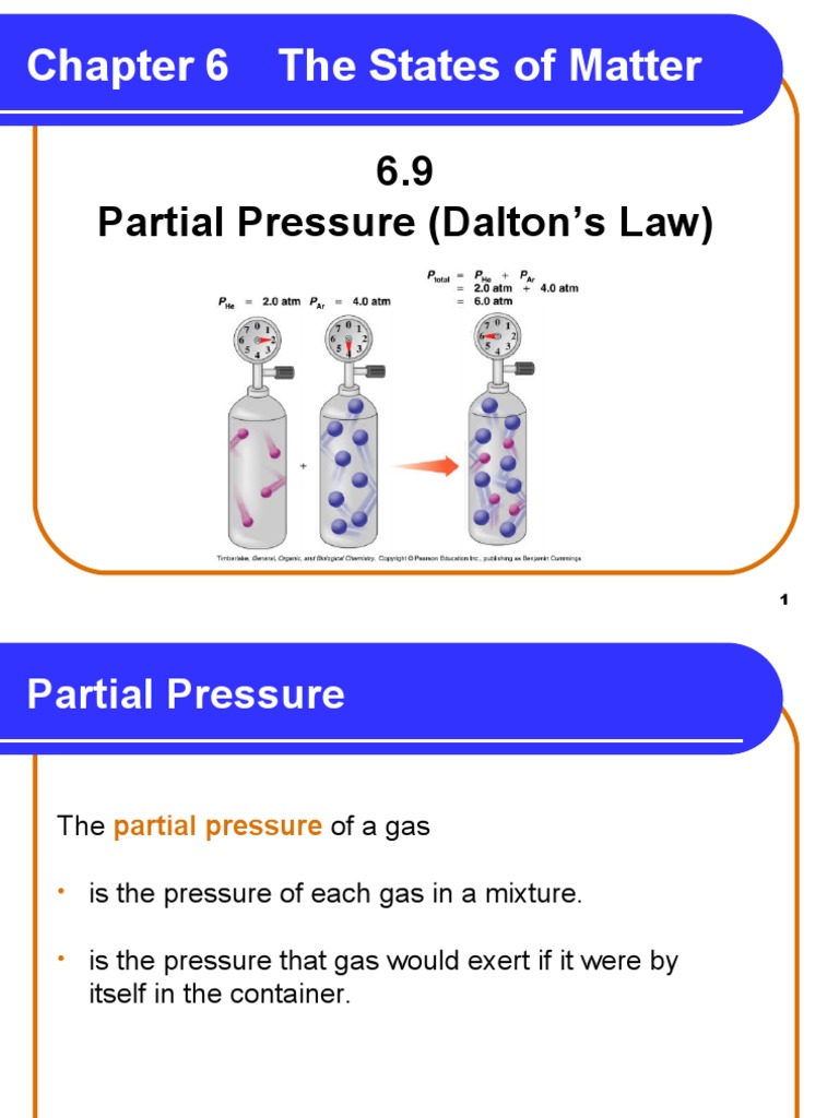 6.9 Partial Pressure (Dalton's Law) Chapter 6 The States of Matter