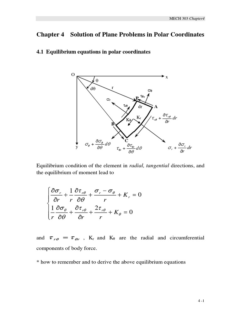 Chapter 4 Solution of Plane Problems in Polar Coordinates | PDF ...