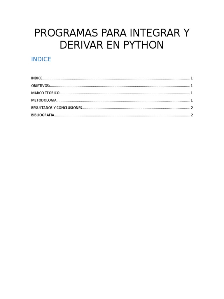 Programas para Integrar y Derivar en Python | PDF | Python (lenguaje de ...