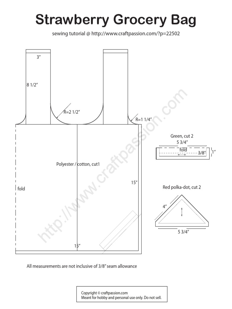 Strawberry Grocery Bag Pattern PDF