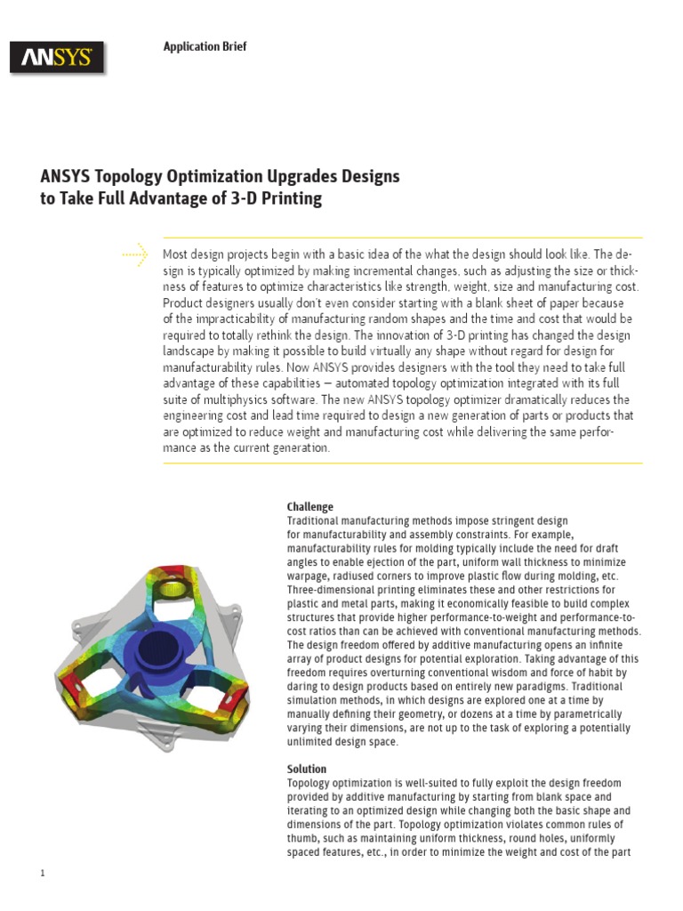 ANSYS Topology Optimization Upgrades Designs To Take Full Advantage of ...