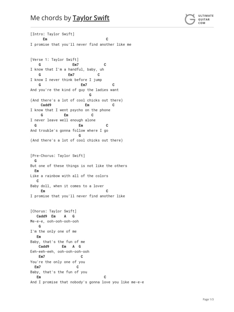 Me Chords | PDF | Song Structure | Songs