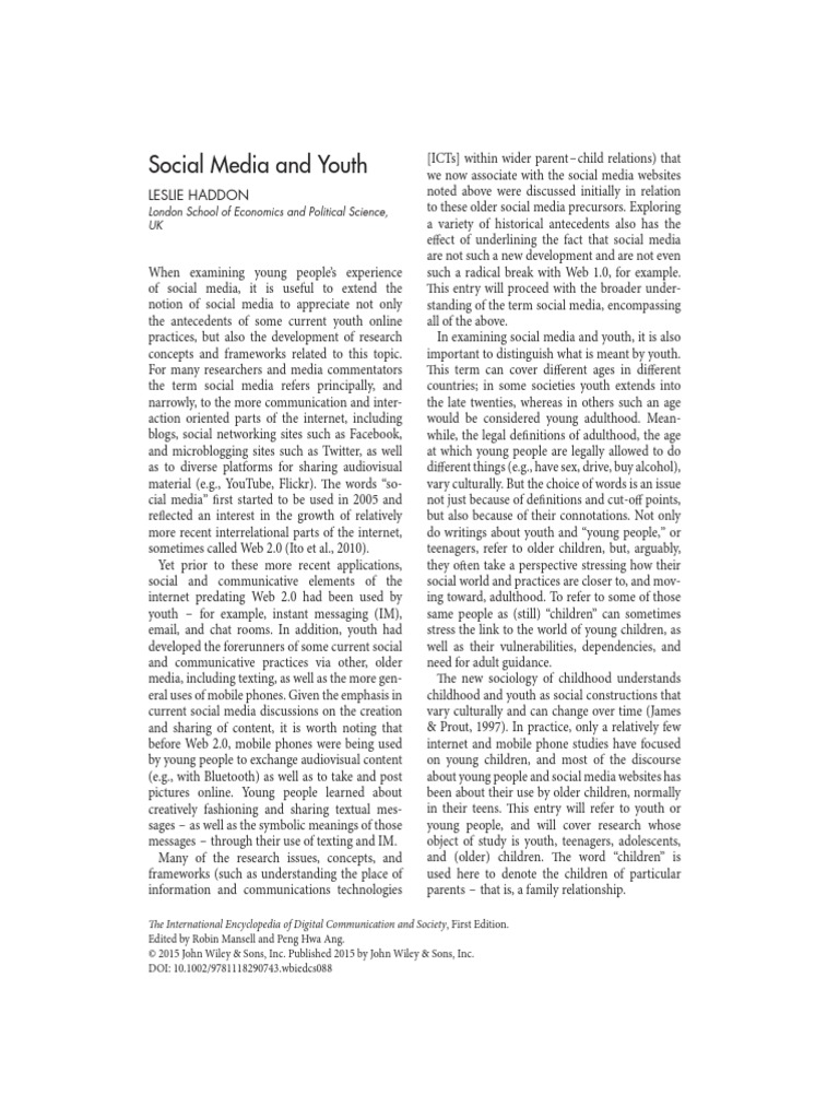 Youth and Social Media | PDF | Social Media | Popular Culture & Media ...