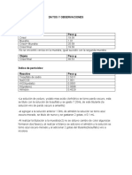 Datos y Observaciones Análisis de Derivados Del Petroleo