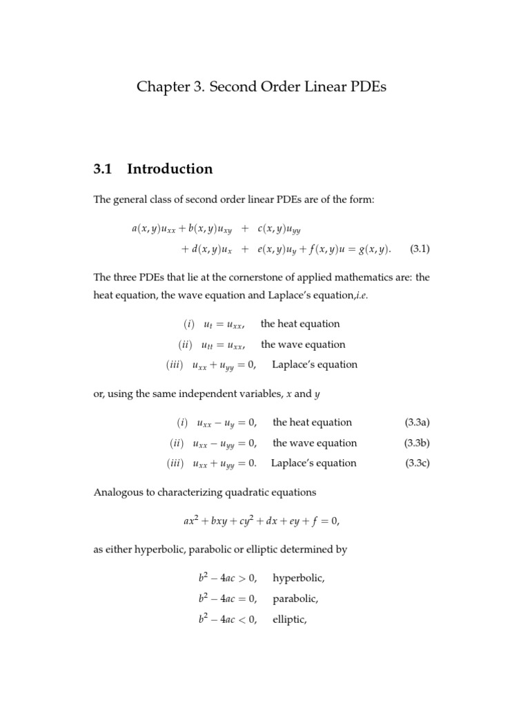 2 Ndorder Partial Differential Equation Equations