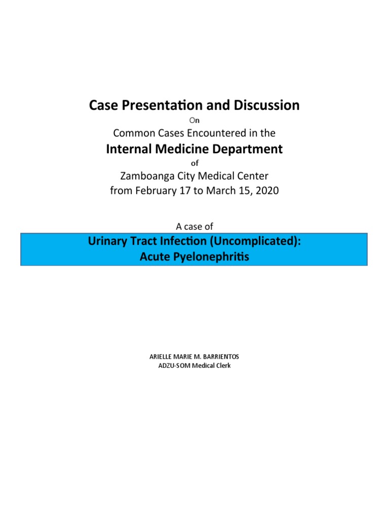 Acute Pyelonephritis Case Study | PDF | Urinary Tract Infection ...