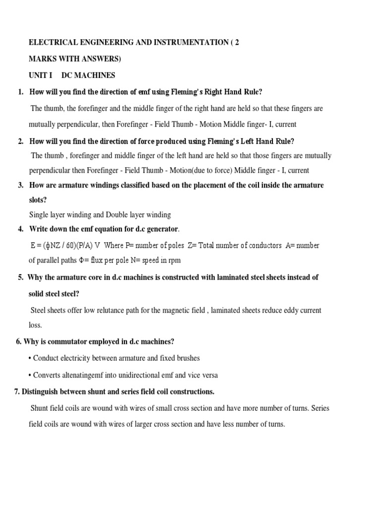 205 - EE6352 Electrical Engineering and Instrumentation - Important ...