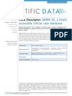 MIMIC-III Database Provides Freely Accessible Critical Care Data