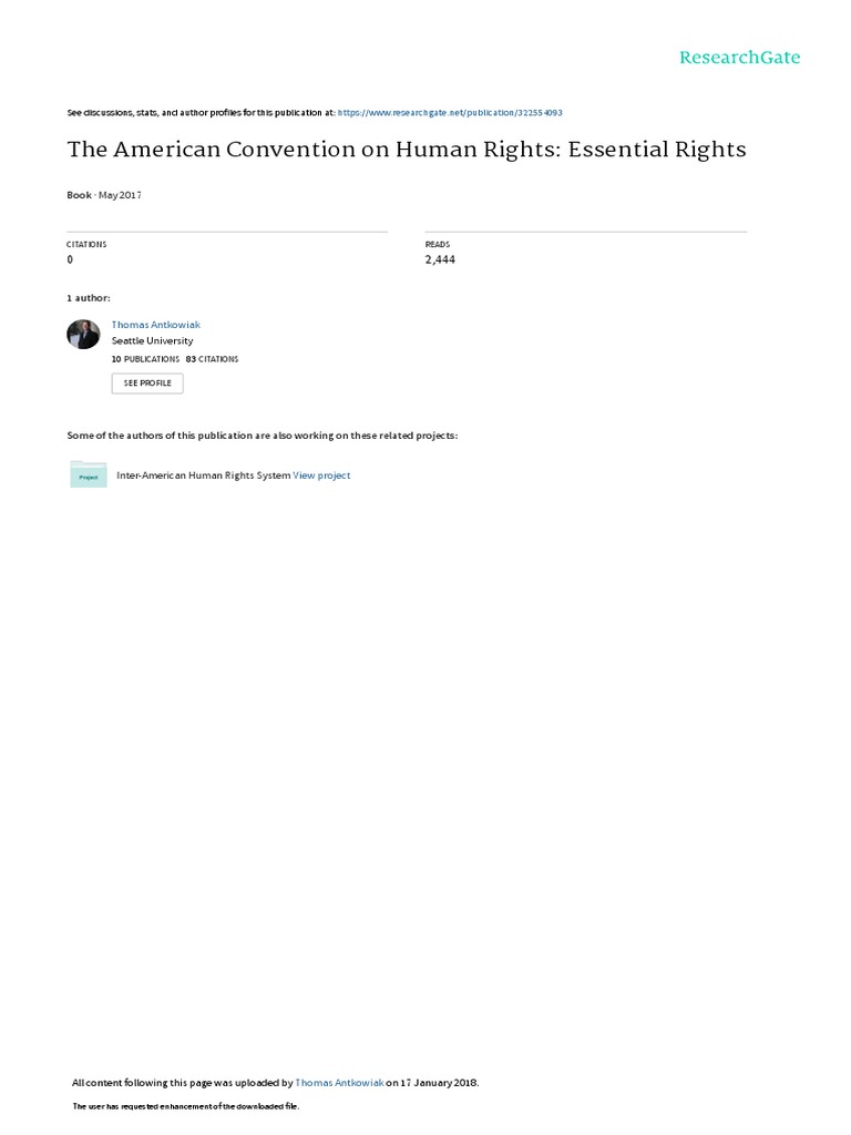 The American Convention On Human Rights: Essential Rights: Thomas ...