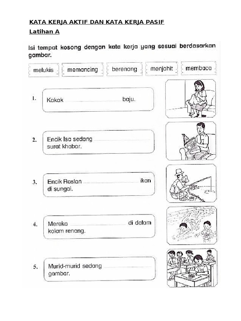 Bahasa Melayu Tahun 1 Latihan Kata Kerja Kata Kerja Pasif  PDF