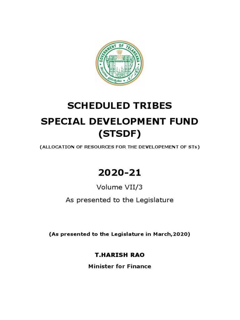 Scheduled Tribes Special Development Fund (STSDF) : Volume VII/3 As ...