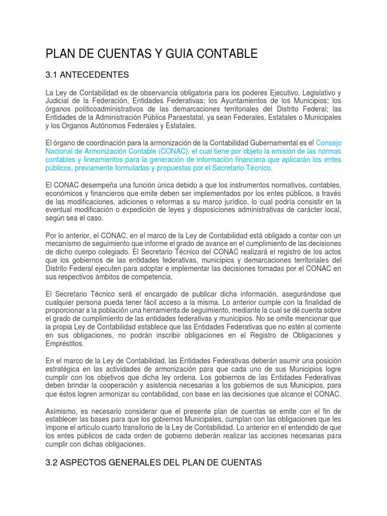Unidad 3 Plan de Cuentas y Guia Contable | PDF | Federación | Contabilidad