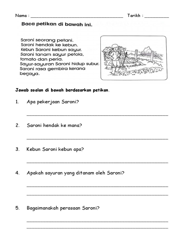 Bahasa Melayu Tahun 1 Latihan Pemahaman  PDF