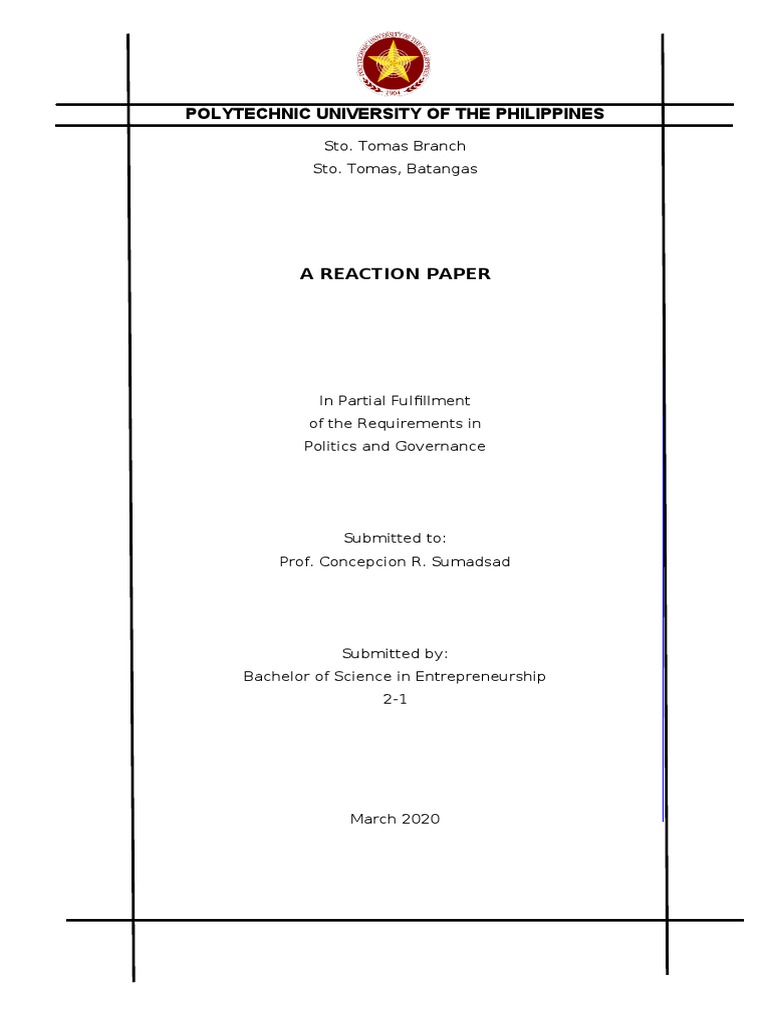 Reaction Paper on Politics and Governance | PDF