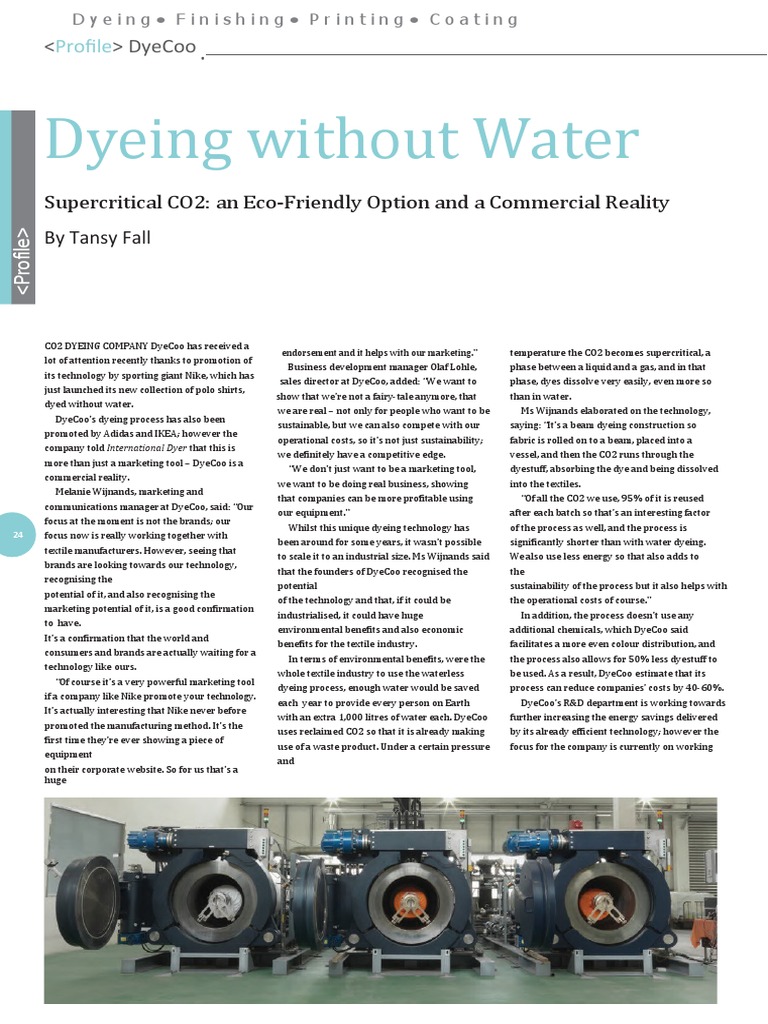 DyeCoo's Waterless CO2 Dyeing Technology | PDF | Dyeing | Textiles