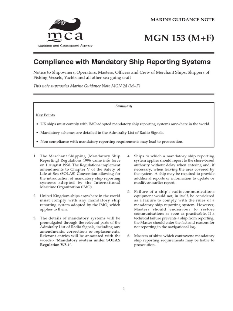 Compliance with Mandatory Reporting Systems | PDF | Ships | Admiralty Law