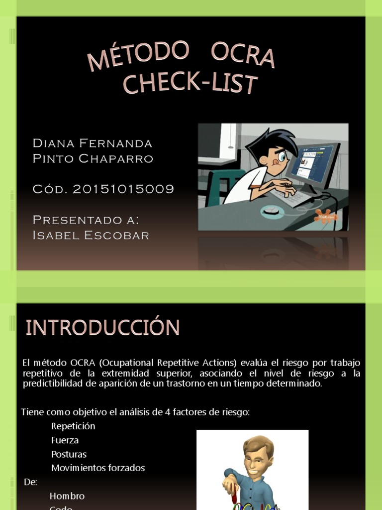 Análisis del método OCRA para la evaluación del riesgo por trabajo ...