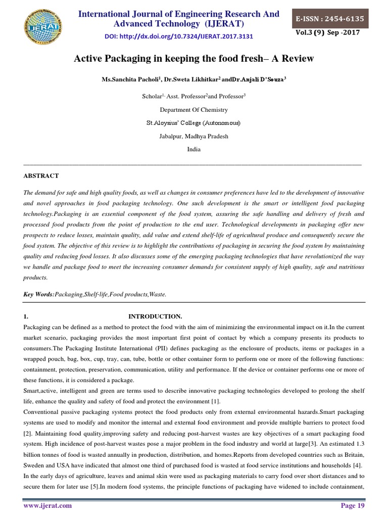 Active Packaging for Food Freshness | PDF | Shelf Life | Packaging And ...