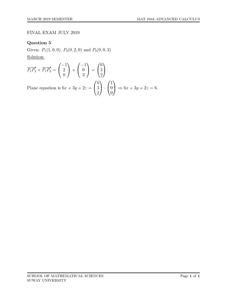 Advanced Calculus Final Exam Solution | PDF