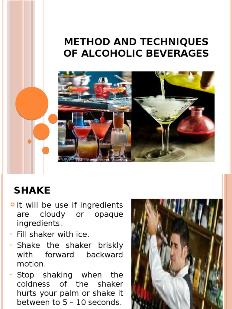 Method and Techniques of Alcoholic Beverages PDF Cocktails Drink