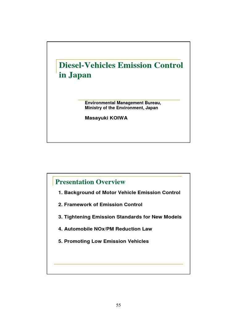 DieselVehicles Emission Control PDF Emission Standard Air Pollution