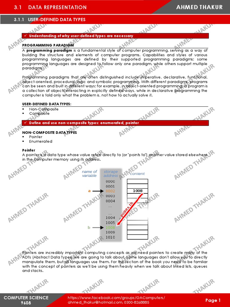 3.1.1 UserDefined Data Types PDF Data Type Programming Paradigms