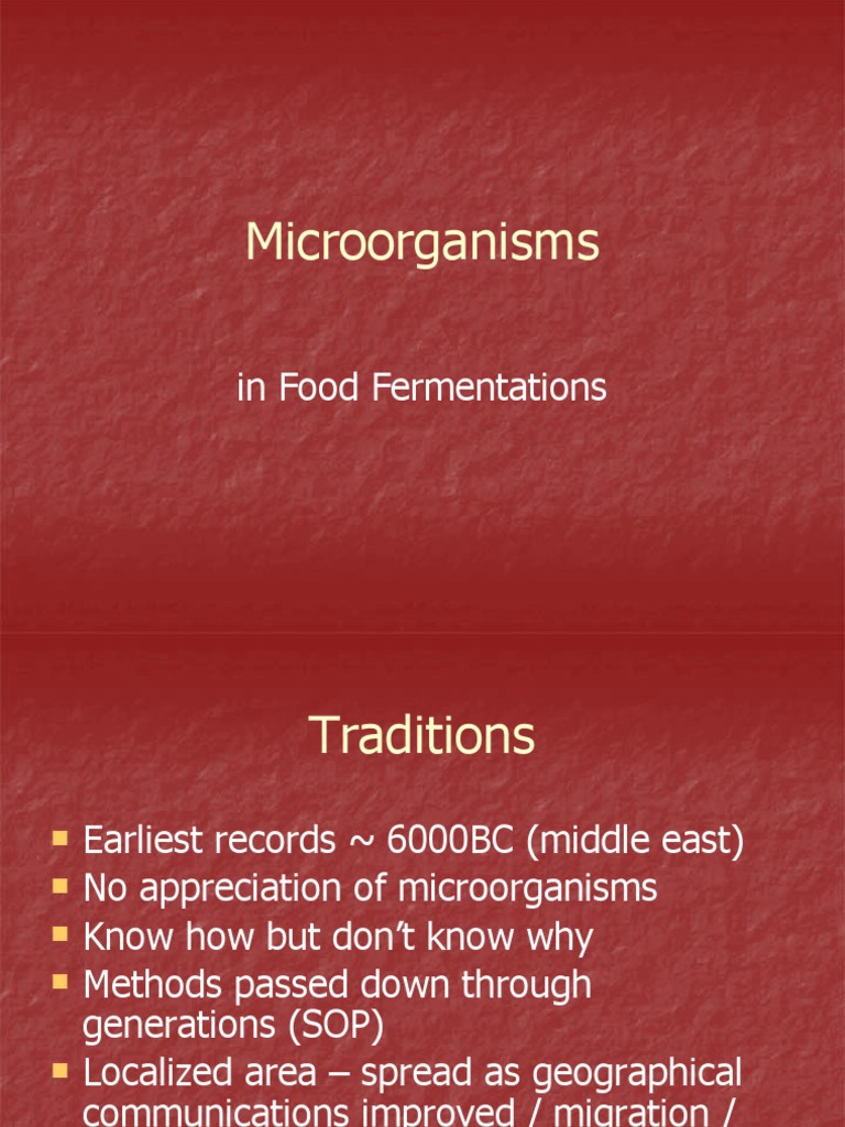 Microorganisms in Food Fermentation | PDF | Fermentation | Lactic Acid